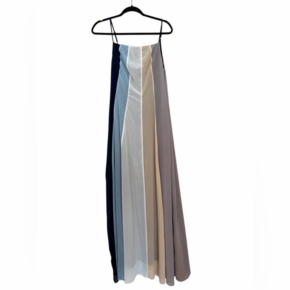 Davi & Dani Vertical Stripe Maxi Dress - Size M - Chiffon Overlay - Picture 1 of 8